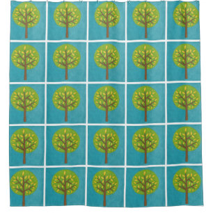 Rideaux De Douche Arbre vert avec le feuille jaune de Chariklia
