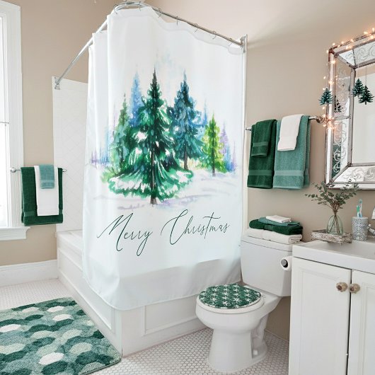 Rideaux De Douche Arbres à l'aquarelle