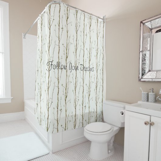Rideaux De Douche Arbres bruns verts (En situation)