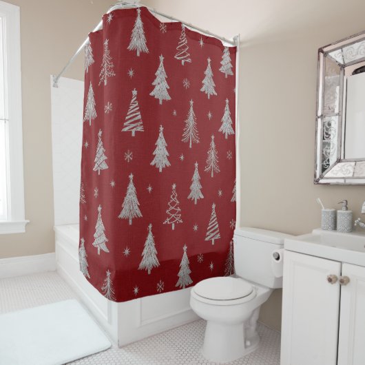 Rideaux De Douche Arbres cramoisis (En situation)