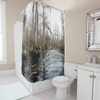 Rideaux De Douche Arbres de Cypress d'hiver dans le marais