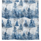 Rideaux De Douche Arbres de Noël Blue White Mountain (Devant)