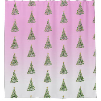 Rideaux De Douche Arbres de Noël peints à la main Abstraits
