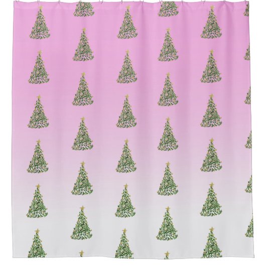 Rideaux De Douche Arbres de Noël peints à la main Abstraits (Devant)
