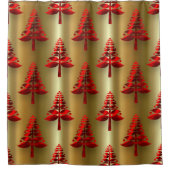 Rideaux De Douche Arbres rouges de Noël en or (Devant)