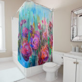 Rideaux De Douche Arbuste à fleurs de pivoines, peintures modernes,  (En situation)
