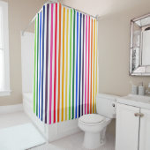 Rideaux De Douche Arc-en-ciel et rayures blanches (En situation)