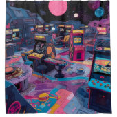 Rideaux De Douche Arcade Rétro Futuriste dans l'Espace (Devant)