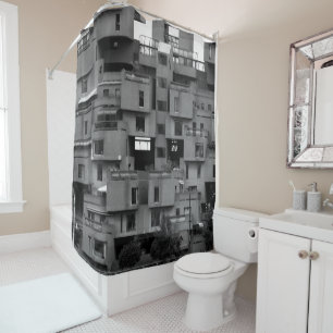 Rideaux De Douche Architectural noir et blanc