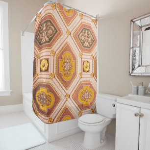 Rideaux De Douche Architecture hongroise rose jaune