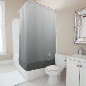 Rideaux De Douche Argent de gradient avec le monogramme fait sur (En situation)