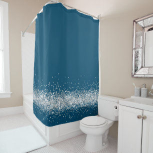 Rideaux De Douche Argent Glittery Glam Edging sur le ensemble de ser