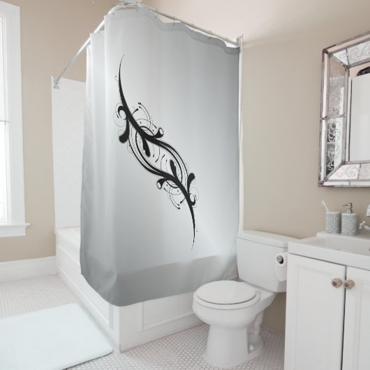 Rideaux De Douche Argent Orné (En situation)