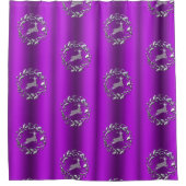 Rideaux De Douche Argent Reindeer à Noël violet (Devant)