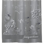 Rideaux De Douche Argent Reindeer & Snowflakes (Devant)