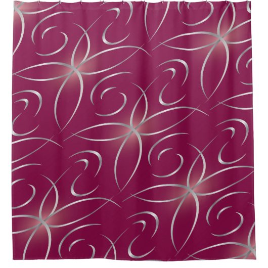 Rideaux De Douche Argent sur magenta (Devant)