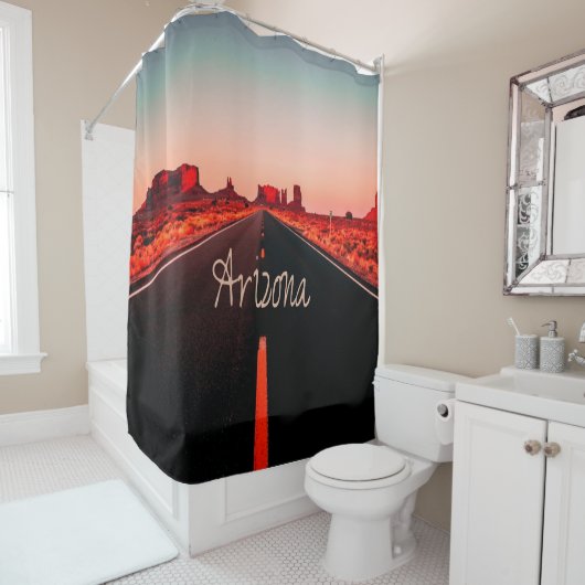 Rideaux De Douche Arizona Sunset Desert Red Rocks (En situation)