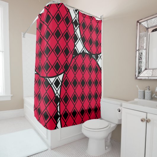Rideaux De Douche Arlequin en Blob Rose (En situation)