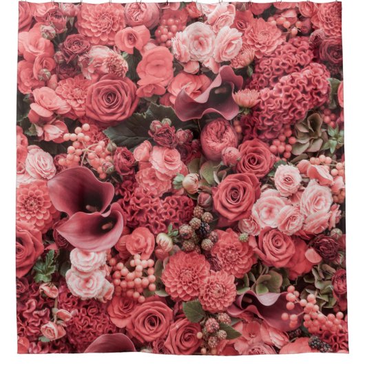 Rideaux De Douche Arrière - plan abstrait fleuri rapproché. (Devant)