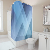 Rideaux De Douche arrière - plan Abstrait. Motif triangle bleu. (En situation)