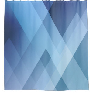 Rideaux De Douche arrière - plan Abstrait. Motif triangle bleu.