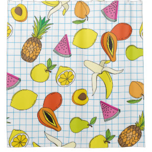 Rideaux De Douche Arrière - plan aux fruits juteux. Patte de fruits