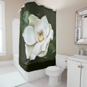Rideaux De Douche Arrière - plan blanc Magnolia Closeup Vert (En situation)