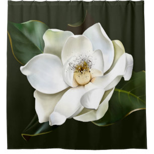 Rideaux De Douche Arrière - plan blanc Magnolia Closeup Vert