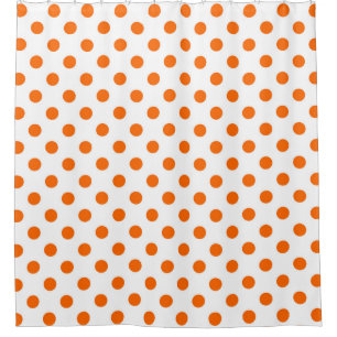 Rideaux De Douche Arrière - plan blanc Pois orange