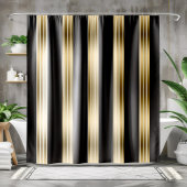 Rideaux De Douche Arrière - plan blanc Vertical Grilles Noir Et Or