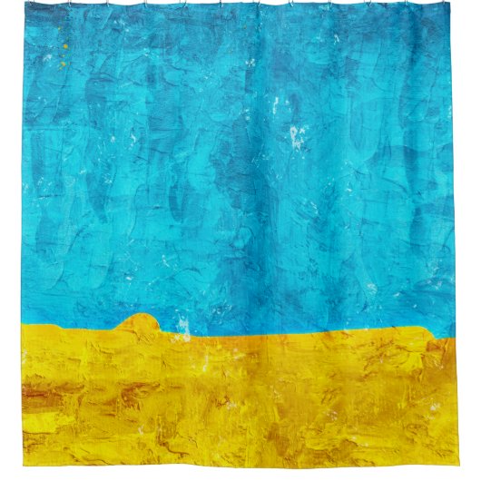 Rideaux De Douche Arrière - plan bleu jaune (Devant)