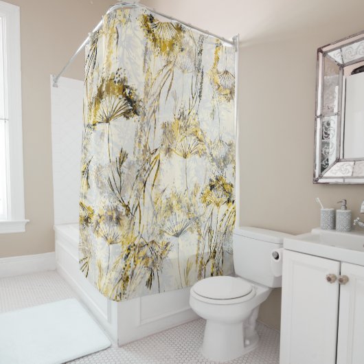 Rideaux De Douche arrière - plan d'aquarelle Abstraite : dandelion, (En situation)