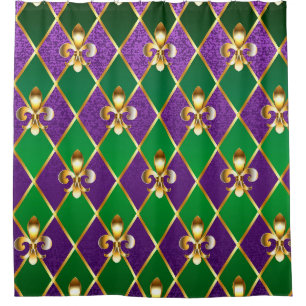 Rideaux De Douche Arrière - plan de bijoux Mardi Gras