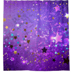 Rideaux De Douche Arrière - plan de feuille violet avec étoiles