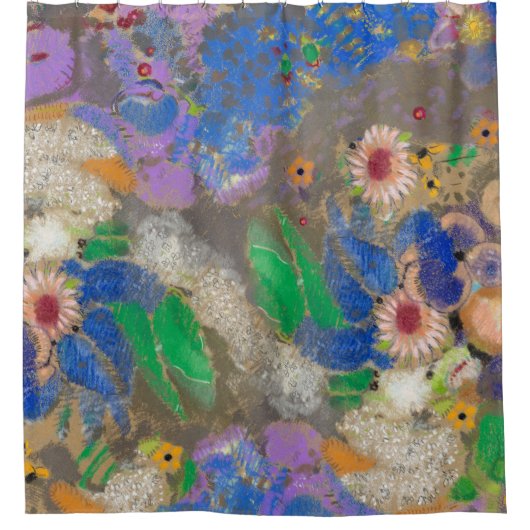 Rideaux De Douche Arrière - plan de fleurs abstrait d'Odilon Redon. (Devant)