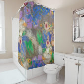 Rideaux De Douche Arrière - plan de fleurs abstrait d'Odilon Redon. (En situation)