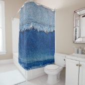 Rideaux De Douche Arrière - plan de jeans Denim. Tissu denim déchiré (En situation)