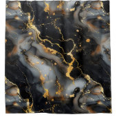 Rideaux De Douche Arrière - plan de luxe en marbre noir et or (Devant)