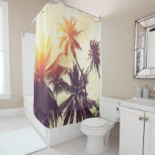 Rideaux De Douche Arrière - plan de plage tropical avec silhouette d (En situation)