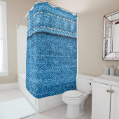 Rideaux De Douche Arrière - plan de texture jeans bleu. (En situation)