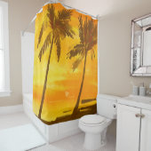 Rideaux De Douche Arrière - plan d'été des palmiers tropicaux (En situation)