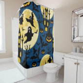 Rideaux De Douche Arrière - plan d'Halloween. Motif sans joint avec  (En situation)