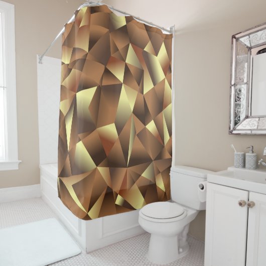 Rideaux De Douche Arrière - plan en polygone : Art Abstrait texturé (En situation)