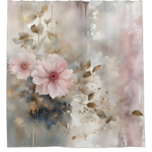 Rideaux De Douche Arrière - plan gris rose et or Wabi-Sabi