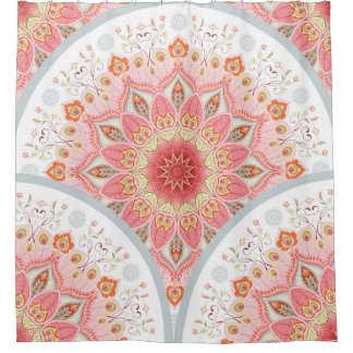 Rideaux De Douche Arrière - plan sans couture avec un ornement rond.