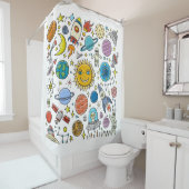 Rideaux De Douche Arrière - plan spatial. Planètes du système solair (En situation)