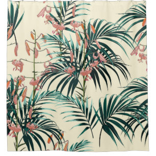 Rideaux De Douche Arrière - plan tropical aux plantes de jungle. Sa