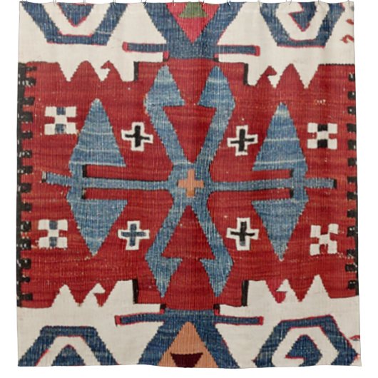 Rideaux De Douche Arrow en Diamant Bleu Konya II 19e siècle Authenti (Devant)