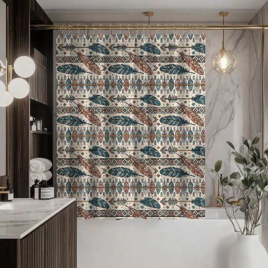 Rideaux De Douche Arrow Motif Shower Curtain Native Boho Vibes