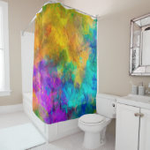 Rideaux De Douche art abstract vibrant rainbow painted background wi (En situation)